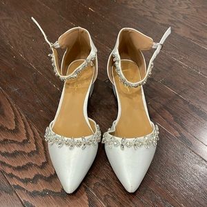Lulus low heel wedding shoe. Worn once. Comes with box.